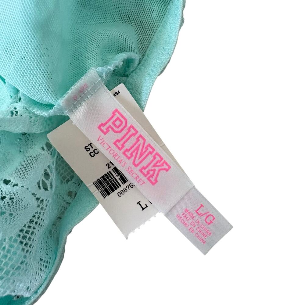 Victoria’s Secret PINK Aqua Lace Bralette Pullover Bra Sz L NWT Y2K 2012 Ruched - Picture 3 of 7